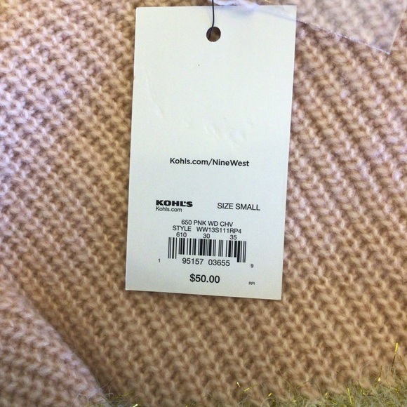 Nine West Womens Pink Metallic Shine Chevron Print Pullover Sweater Size Small - Picture 8 of 10